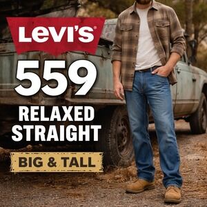 Levi's 559 Relaxed Straight Jeans Men 43x35 Blue Denim Big‎ Tall Distress Casual